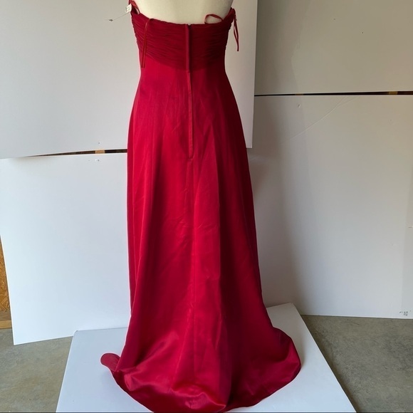 Women's Red Lace Long Maxi Formal Evening Cocktail Bridesmaid Prom Dress, Sz 10 - Picture 4 of 16